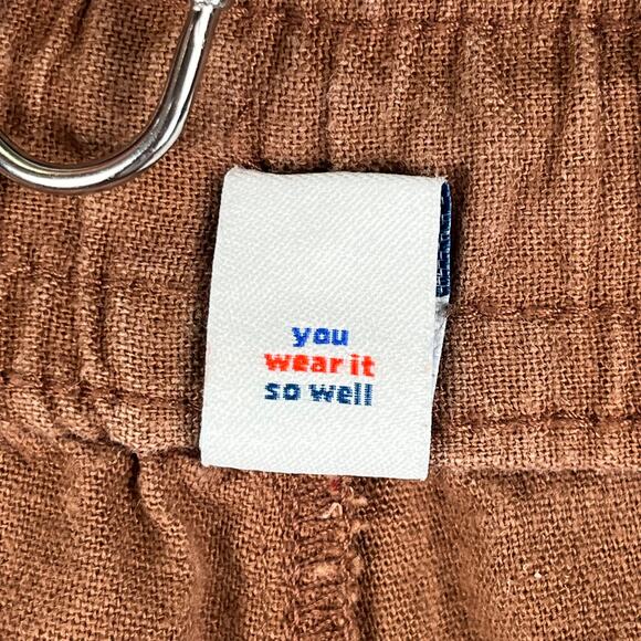 Old Navy Linen Wide Leg Pants Women’s SZ XXL Brown Raw Ham Pockets - Picture 6 of 11